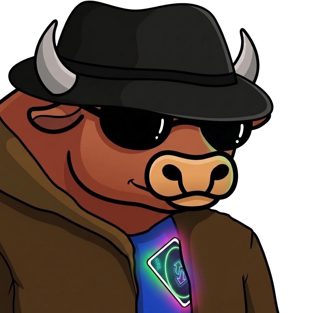 reverse card bull in a fedora and shades